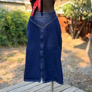 1970s Fredericks of Hollywood Denim Zipper Front Skirt